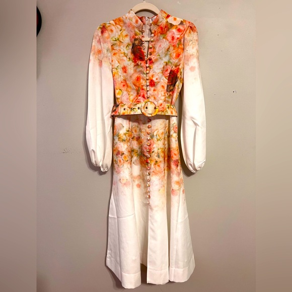 NWT These Three- Floral Belted Midi Dress - Picture 6 of 7